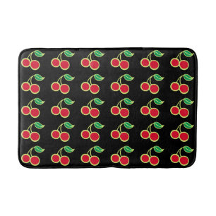 Retro Rockabilly Red Cherry Bathroom Bath Mat Rug