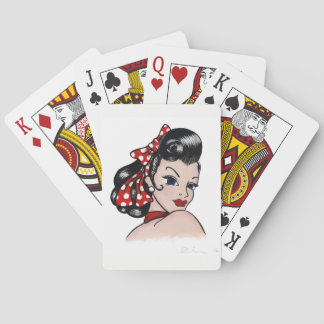 Retro Rockabilly Tattoo Pinup Girl Playing Cards