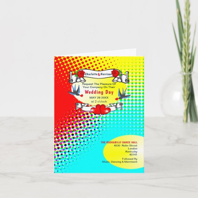 Retro Rockabilly Wedding Invitation (Front)