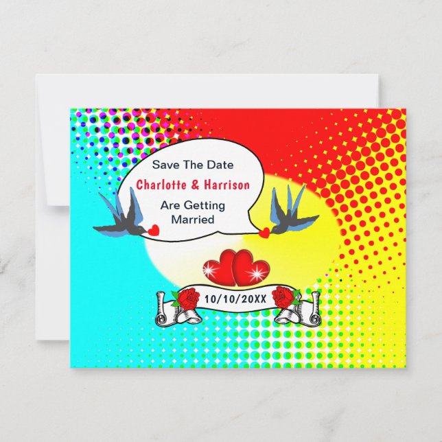 Retro Rockabilly Wedding Save The Date (Front)