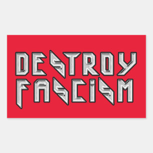 Retro Rocker - Destroy Fascism Rectangular Sticker