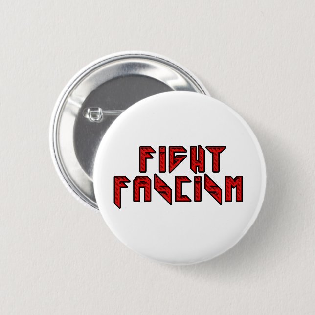 Retro Rocker - Fight Fascism 6 Cm Round Badge (Front & Back)