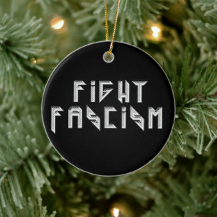 Retro Rocker - Fight Fascism Ceramic Tree Decoration