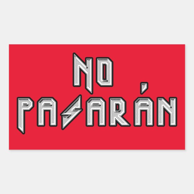 Retro Rocker - No Pasaran Rectangular Sticker (Front)