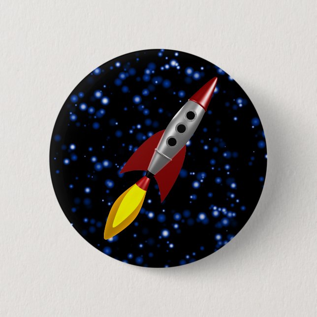 Retro Rocket 3d 6 Cm Round Badge (Front)