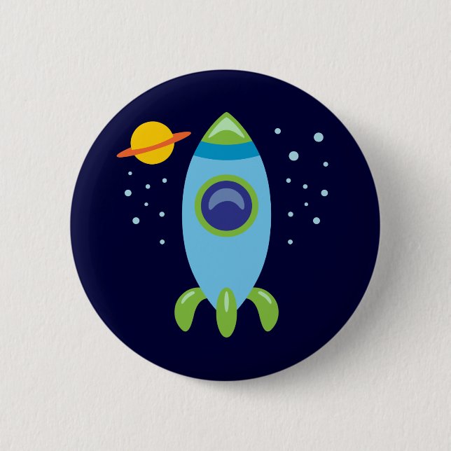 Retro Rocket 6 Cm Round Badge (Front)
