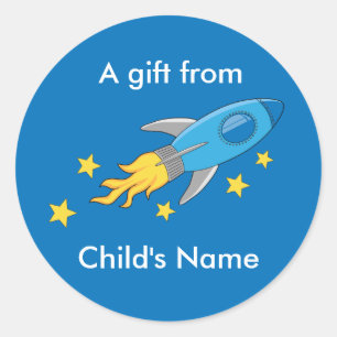 Retro Rocket Birthday Goodie Bag Labels