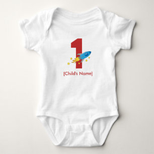 Retro Rocket Birthday - Personalizable Baby Bodysuit