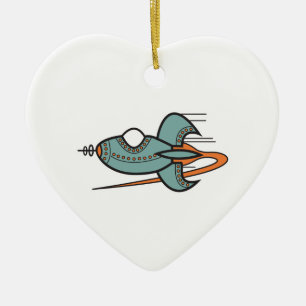 retro rocket ceramic tree decoration