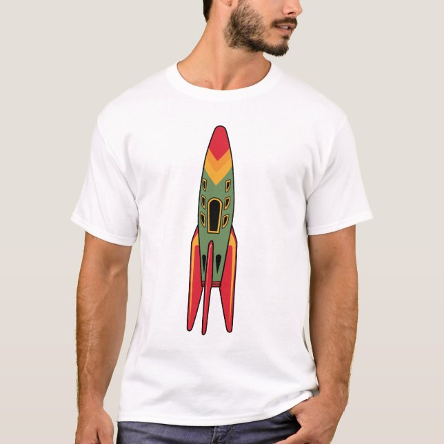 Retro Rocket - Colour T-Shirt (Front)