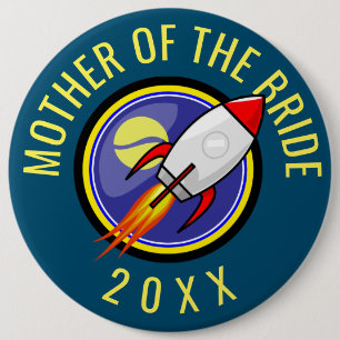 Retro Rocket Customisable Longer Text 6 Cm Round Badge