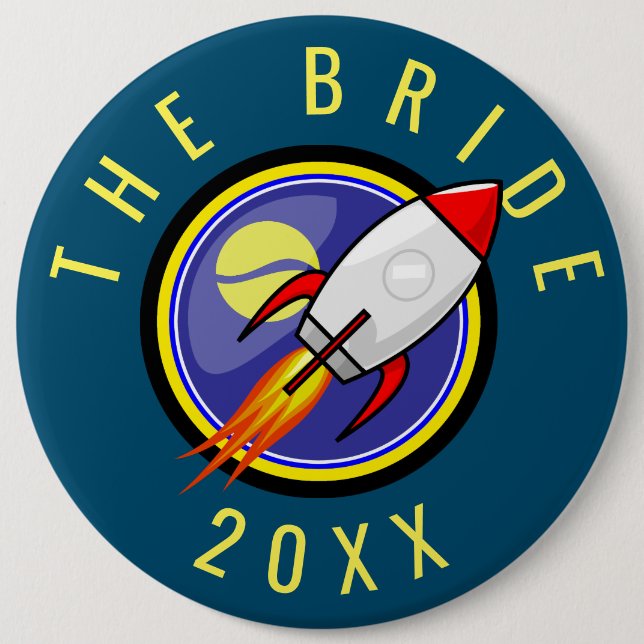 Retro Rocket Customisable Text 6 Cm Round Badge (Front)