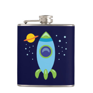 Retro Rocket Hip Flask