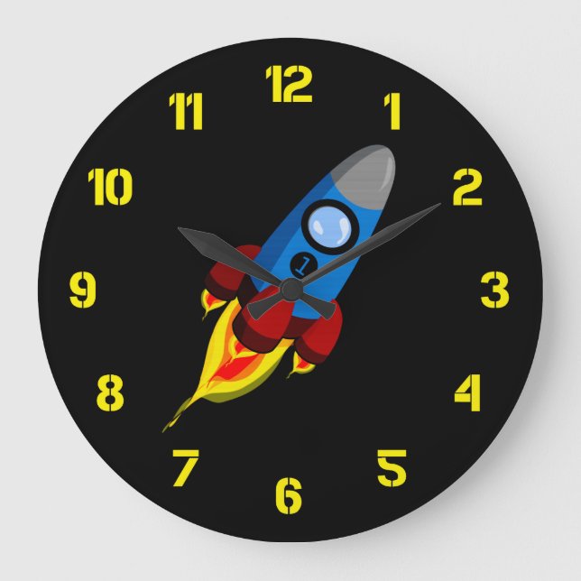 Retro Rocket Large Clock (Front)