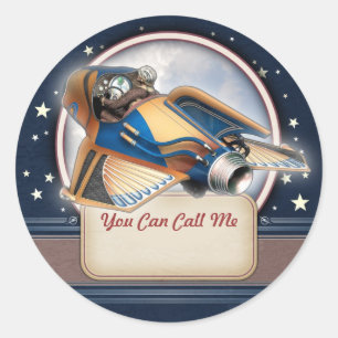 Retro Rocket Name Tag Stickers