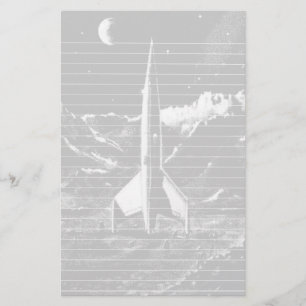 Retro Rocket on Barren Planet Stationery