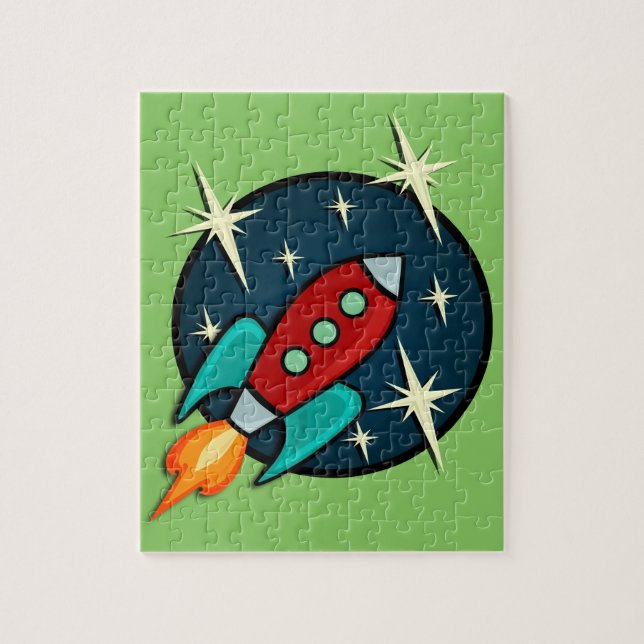 RETRO ROCKET SHIP ILLUSTRATION JIGSAW PUZZLE (Vertical)