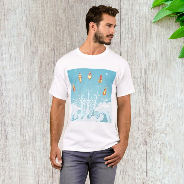 Retro Rocket Ship Launch Futuristic Space Art  T-Shirt (Creator Uploaded)