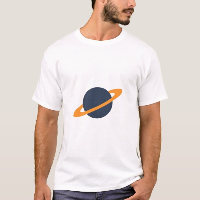 Retro Rocket Ship Orbiting Dark Planet - Outer Spa T-Shirt (Front)