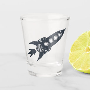 Retro Rocket Ship Shot Glass