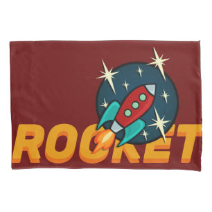 RETRO ROCKET SHIP STANDARD SIZE PILLOWCASE