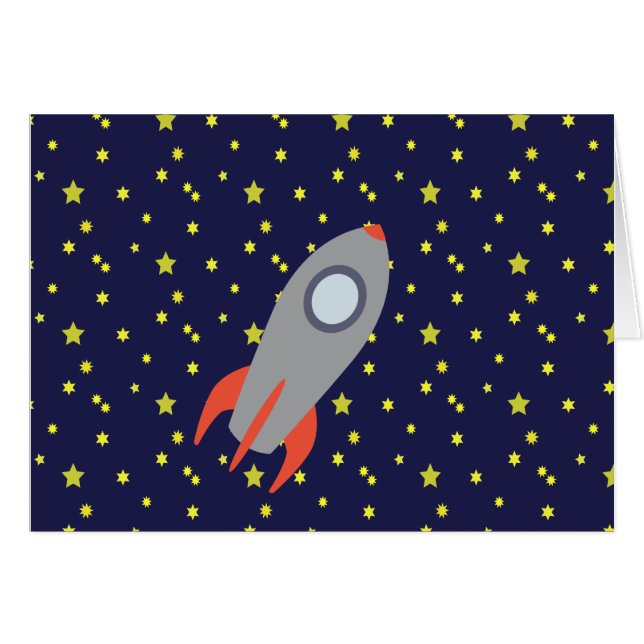 Retro Rocket Ship with Star Pattern Background (Front Horizontal)
