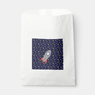 Retro Rocket Ship with Star Pattern Background Favour Bags