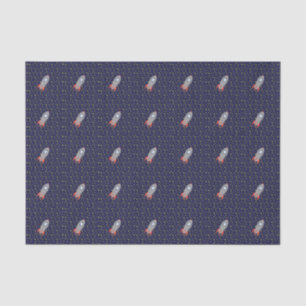 Retro Rocket Ship with Star Pattern Background Tissue Paper