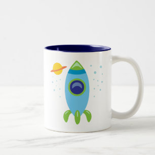 Retro Rocket Two-Tone Coffee Mug