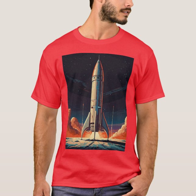 Retro Rocketeer Blast to the Past Space Explore T-Shirt (Front)