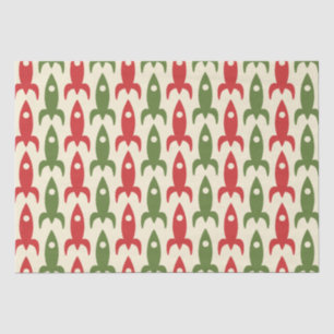 Retro Rockets Atomic Age Retro Christmas Pattern Tissue Paper