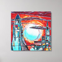 Retro Rockets Colourful Space Exploration Print