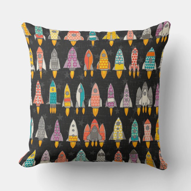 retro rockets graphite cushion (Front)
