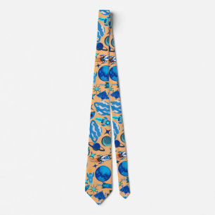 Retro Rockets in Space. L Orange BG Tie