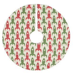 Retro Rockets Vintage 50s Mid-Century Pattern Brushed Polyester Tree Skirt