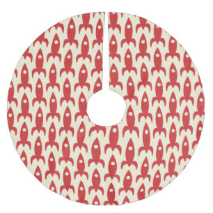 Retro Rockets Vintage 50s Mid-Century Pattern Red Brushed Polyester Tree Skirt