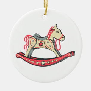 Retro Rocking Horse Ceramic Tree Decoration