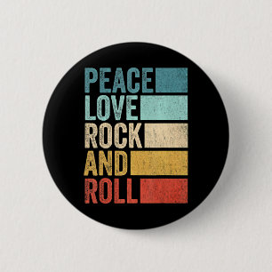 Retro Rocknroll Music Peace Love Rock And Roll 6 Cm Round Badge