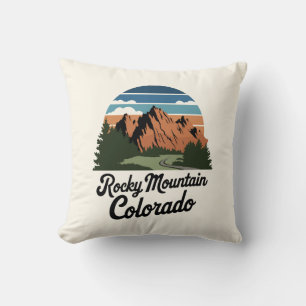 Retro Rocky Mountain National Park Cushion