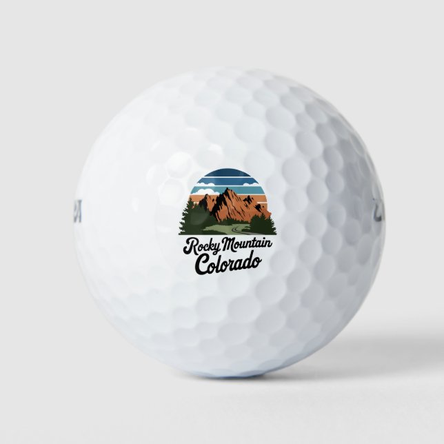 Retro Rocky Mountain National Park Golf Balls (Front)