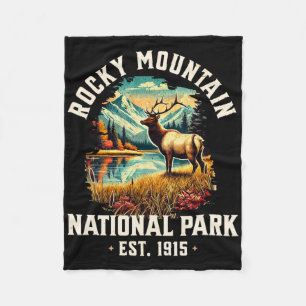 Retro Rocky Mountains National Park Vintage Usa Fleece Blanket