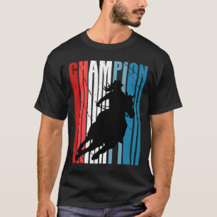 Retro Rodeo Champion Cowgirl on Horse Riding Patri T-Shirt