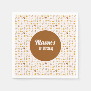 Retro Rodeo Cowgirl Cowboy Bohemian Birthday Napkin