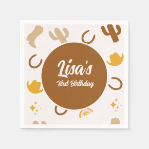 Retro Rodeo Cowgirl Cowboy Boho Birthday Napkin