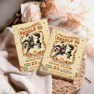 Retro Rodeo Western Cowboy Baby Shower  Invitation