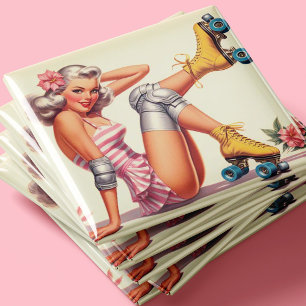 Retro Roller Girl Pin Up Magnet