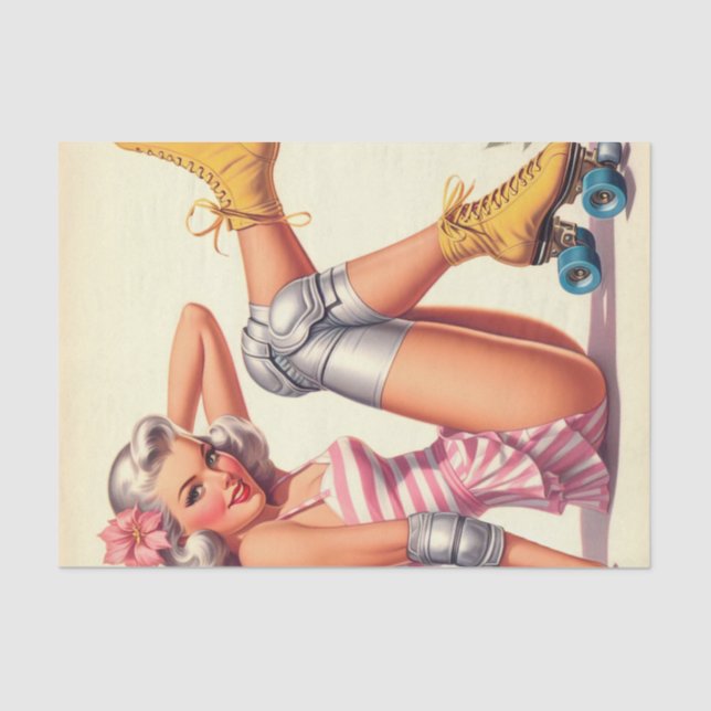 Retro Roller Girl Pin Up Tissue Paper (Front)