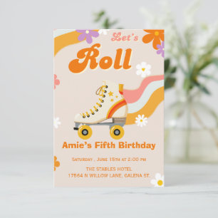 Retro Roller Skate Birthday Invitation for Girls