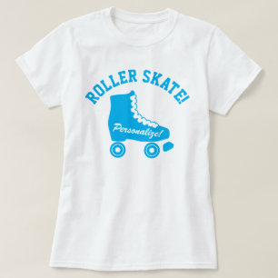 Retro Roller Skate Graphic Aqua Blue T-Shirt