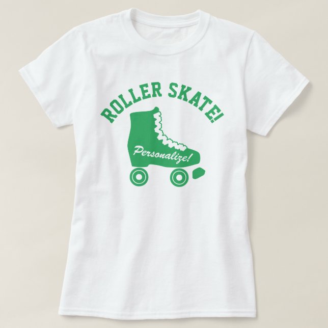 Retro Roller Skate Graphic Green T-Shirt (Design Front)